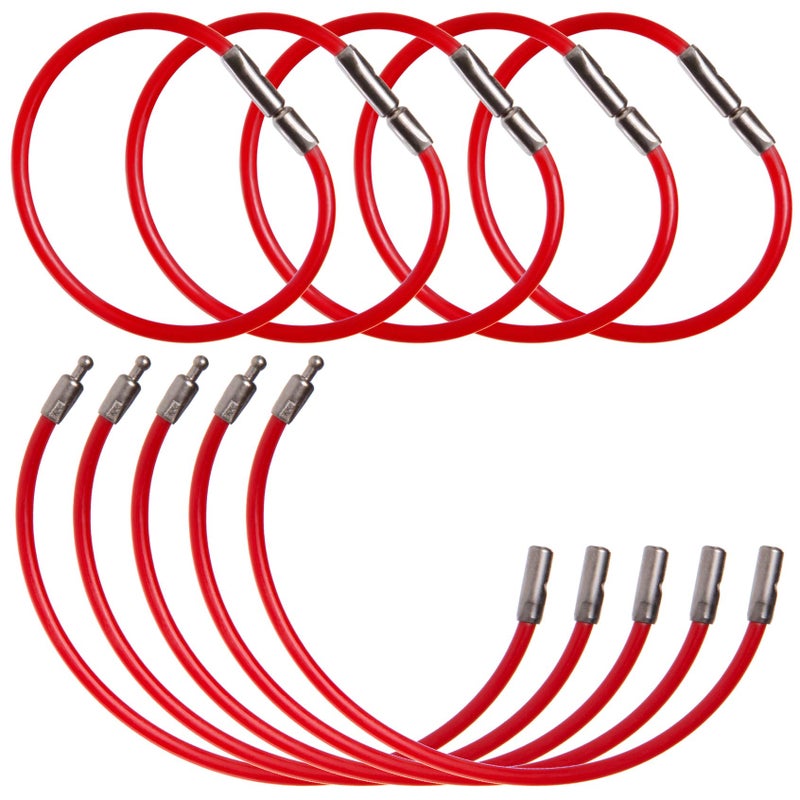 Aerobind Aeroflex 5" Inch Red Steel Key Rings (10 Pack) - 1.59" Diameter - Image 1